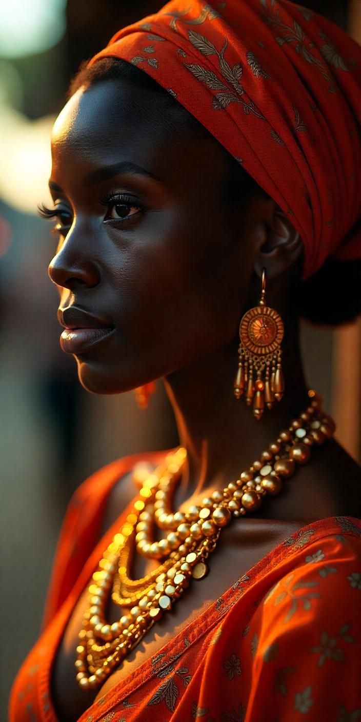 Femme avec bijoux en or