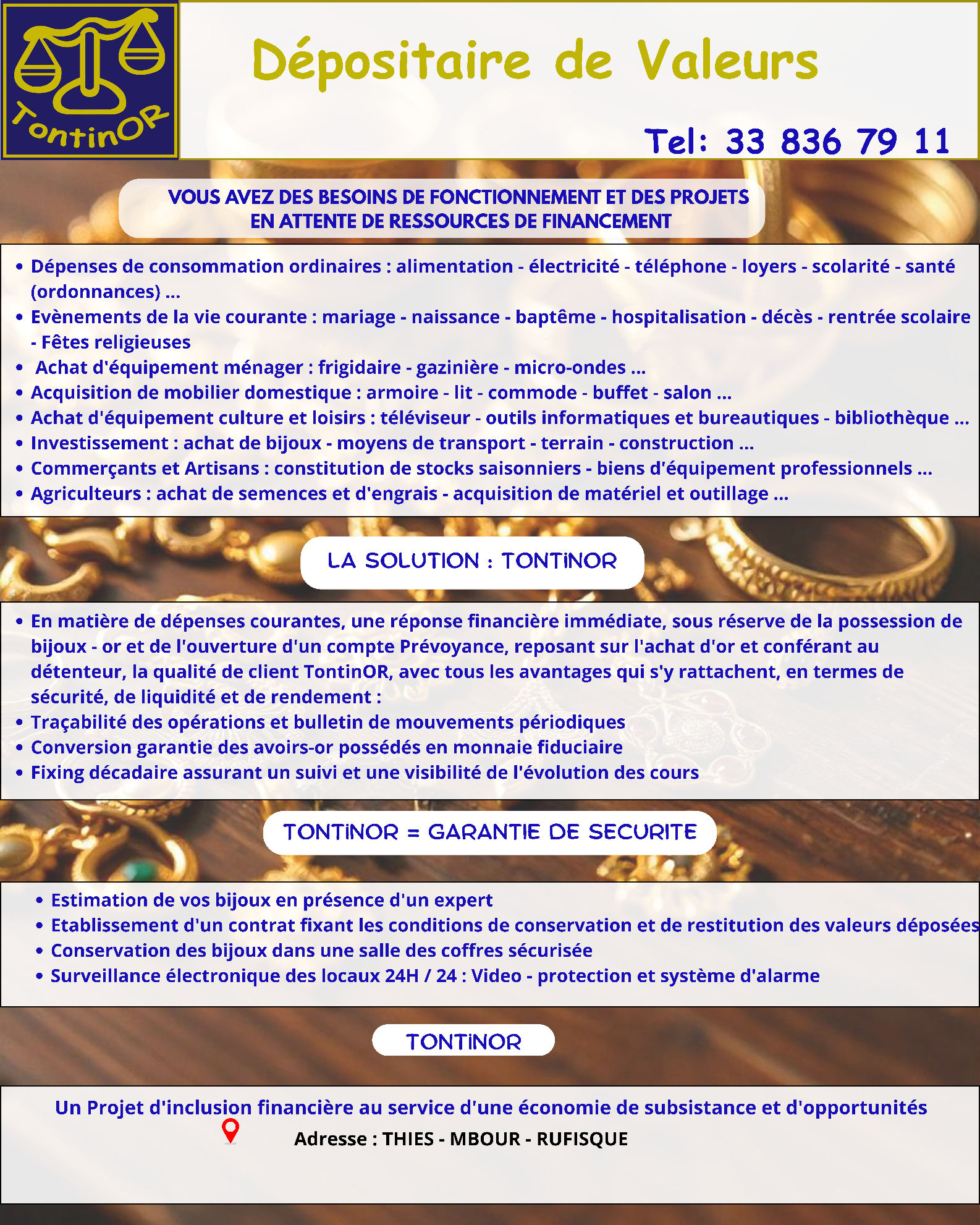 Dépositaire de Valeurs TontinOR